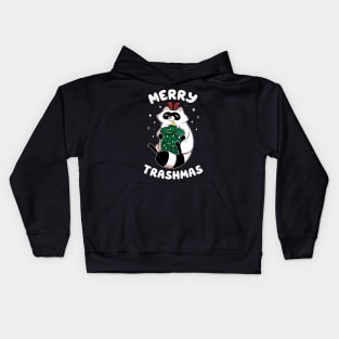 Merry Trashmas Xmas Raccoon by Tobe Fonseca Kids Hoodie